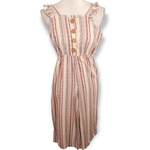 ART CLASS CREAM, BLUE, & RED STRIPE GIRLS JUMPSUIT SZ.M 7/8 GUC
